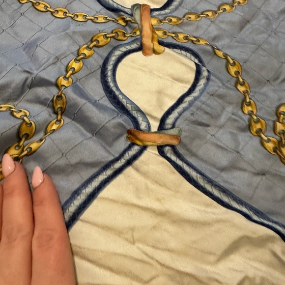 Cartier Blue and Gold Silk Scarf - Picture 2 of 5